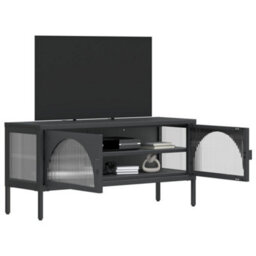 Walplus Tv Cabinet Black 105X35X50 Cm Glass And Steel - thumbnail 4