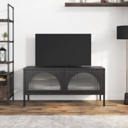 Walplus Tv Cabinet Black 105X35X50 Cm Glass And Steel