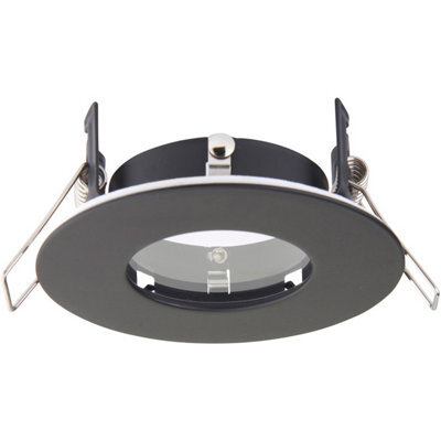 Recessed Compact Bathroom Downlight - 50W Gu10 Led - Ip65 Rated - Matt Black - image 1