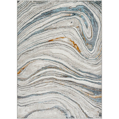 Livabliss San Francisco-Modern Grey Blue Yellow Graphic Living Dining Bedroom Rug 120 X 170 Cm Easy Care, Non Shedding - image 1