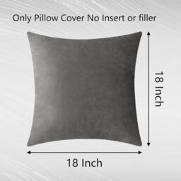 Ameha Grey Plain Velvet Cushion Covers, 18X18 Inch, Pack Of 4, Breathable & Hypoallergenic With Hidden Zip Closure - thumbnail 7