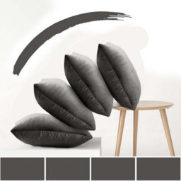 Ameha Grey Plain Velvet Cushion Covers, 18X18 Inch, Pack Of 4, Breathable & Hypoallergenic With Hidden Zip Closure - thumbnail 2