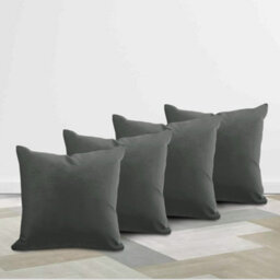 Ameha Grey Plain Velvet Cushion Covers, 18X18 Inch, Pack Of 4, Breathable & Hypoallergenic With Hidden Zip Closure - thumbnail 5