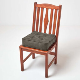 Homescapes Grey Faux Suede Dining Chair Booster Cushion - thumbnail 6