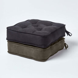 Homescapes Grey Faux Suede Dining Chair Booster Cushion - thumbnail 7