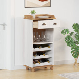 "Walplus Wine Cabinet ""askim"" With 12 Bottle Holders White Solid Wood Pine"