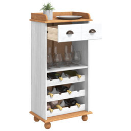 "Walplus Wine Cabinet ""askim"" With 12 Bottle Holders White Solid Wood Pine" - thumbnail 3