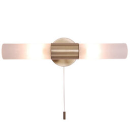 Happy Homewares Modern Brass Ip44 Rated Bathroom Wall Light Fitting With Tubular Glass Shades - thumbnail 5