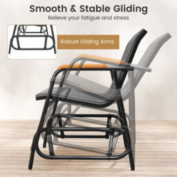 Costway Patio Glider Bench 2-Person Swing Gliding Loveseat-Grey - thumbnail 4