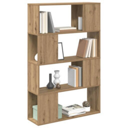 Berkfield Bookcase Artisan Oak Engineered Wood 80 X 24 X 124 Cm Storage - thumbnail 3