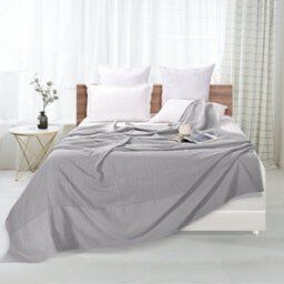 Ehc 100% Cotton Soft Hand Woven Lightweight Adult Cellular Blanket, King Size, 230 X 250Cm - Smoke - thumbnail 3