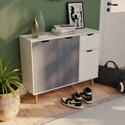Lassic Vida Designs 3 Door 1 Drawer Sideboard, Grey & White - image 1