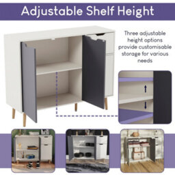 Lassic Vida Designs 3 Door 1 Drawer Sideboard, Grey & White - thumbnail 8