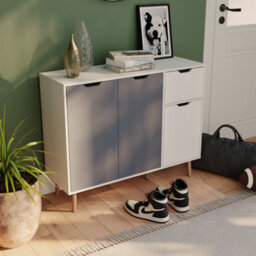 Lassic Vida Designs 3 Door 1 Drawer Sideboard, Grey & White
