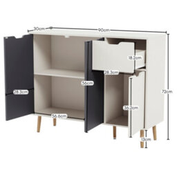 Lassic Vida Designs 3 Door 1 Drawer Sideboard, Grey & White - thumbnail 4