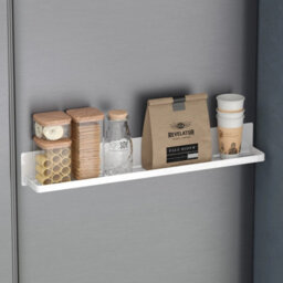 White Shower Caddy Hanging Storage Rack Magnetic Adhesive Wall Mount - thumbnail 3