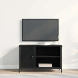 Berkfield Tv Cabinet Black Oak 80X40X50 Cm Engineered Wood And Steel - thumbnail 4