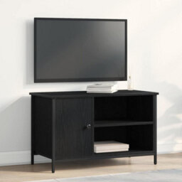 Berkfield Tv Cabinet Black Oak 80X40X50 Cm Engineered Wood And Steel