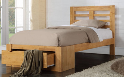 Save On Goods UK 3Ft Single Oak Finish Wood Wooden Bed Frame.underbed Drawer Storage. Shaker Style,low Foot End - image 1