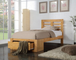 Save On Goods UK 3Ft Single Oak Finish Wood Wooden Bed Frame.underbed Drawer Storage. Shaker Style,low Foot End - thumbnail 2