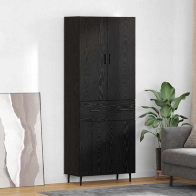 Walplus Highboard 2 Pcs Black Oak 69.5 X 34 X 180 Cm Engineered Wood - image 1
