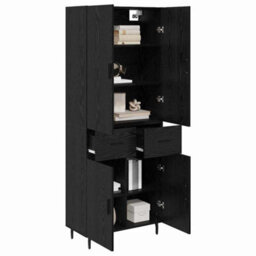 Walplus Highboard 2 Pcs Black Oak 69.5 X 34 X 180 Cm Engineered Wood - thumbnail 3