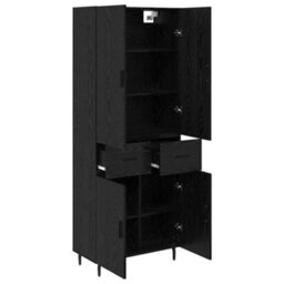 Walplus Highboard 2 Pcs Black Oak 69.5 X 34 X 180 Cm Engineered Wood - thumbnail 5