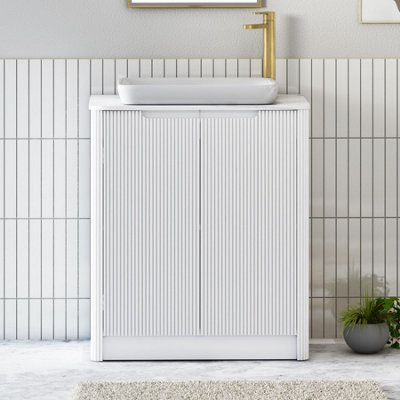 Royal Bathrooms Avenza 800mm Matt White Floor Standing Bathroom Vanity Unit 2 Door With Qubix Basin - image 1
