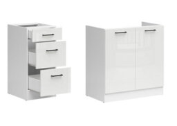 Impact Furniture Kitchen Cabinets Fitted Package 5 Unit Set With Sink Complete 180Cm Kitchenette White Gloss Junona - thumbnail 4