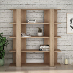 Decortie Tita 4 Tier Modern Bookcase Wall Mounted Shelving Unit Oak 122Cm - thumbnail 1
