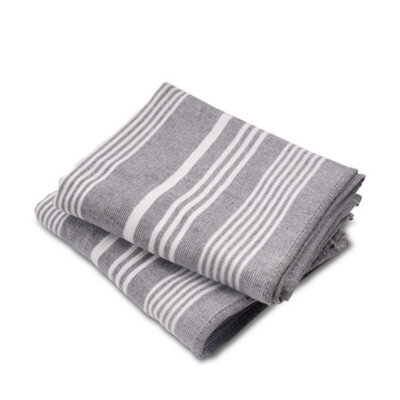Cuisinart Fouta Professional Grey Rectangle 100% Cotton Yarn Dye Tea Towel 40 X 70Cm Pack Of 2 - image 1