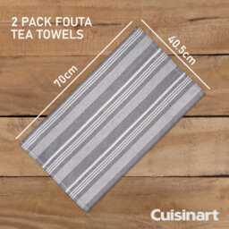 Cuisinart Fouta Professional Grey Rectangle 100% Cotton Yarn Dye Tea Towel 40 X 70Cm Pack Of 2 - thumbnail 3