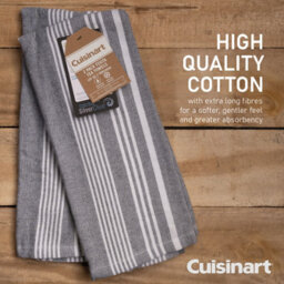 Cuisinart Fouta Professional Grey Rectangle 100% Cotton Yarn Dye Tea Towel 40 X 70Cm Pack Of 2 - thumbnail 2