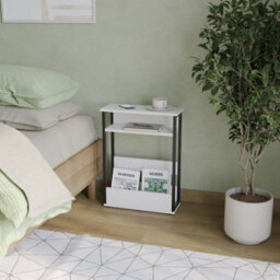 Urbn-Living Urbnliving 63Cm Height White 3 Tier Slim Coffee Side Table Newspaper Magazine Shelf Rack Bedside Sofa End Desk