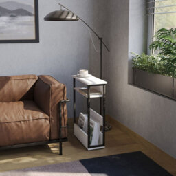 Urbn-Living Urbnliving 63Cm Height White 3 Tier Slim Coffee Side Table Newspaper Magazine Shelf Rack Bedside Sofa End Desk - thumbnail 3