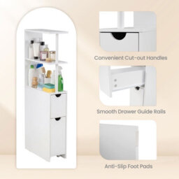 Gainoom Slim Storage Cabinet Narrow Freestanding Bathroom Organizer With Open Shelves - thumbnail 9