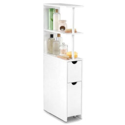 Gainoom Slim Storage Cabinet Narrow Freestanding Bathroom Organizer With Open Shelves - thumbnail 1