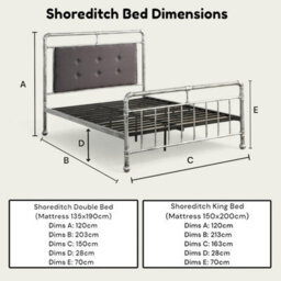 OAT Home Shoreditch Industrial Scaffold Distressed Steel Effect Metal Double Bed Frame - thumbnail 8