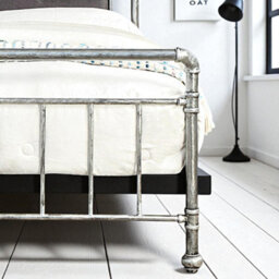 OAT Home Shoreditch Industrial Scaffold Distressed Steel Effect Metal Double Bed Frame - thumbnail 6