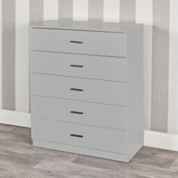 Urbnliving Height 90.5Cm 5 Drawer Wooden Bedroom Chest Cabinet Grey Carcass And Grey Drawers  Modern Wide Storage Cupboard Closet - thumbnail 1