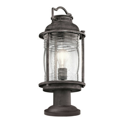 Weathered Zinc Outdoor Led Pedestal Light - Ip44 Rated E27 60W