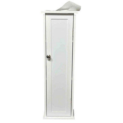 White Toilet Tissue Paper Roll Holder With Storage Cabinet Rack Home Office Bathroom - image 1