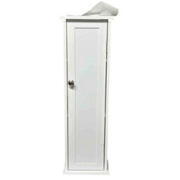White Toilet Tissue Paper Roll Holder With Storage Cabinet Rack Home Office Bathroom - thumbnail 1