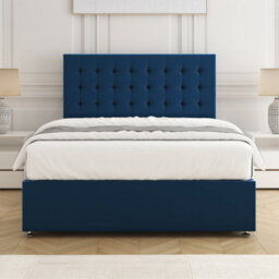 Bsspoke Isla Divan Bed Set Blue Velvet With 24Inch Panel Headboard & Mattress & 2 Drawers Same Side 3Ft 4Ft 4Ft6 5Ft 6Ft - thumbnail 2