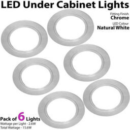 6-Pack Chrome Round Flush Kitchen Lights With Driver Kit - Natural White Led Lighting Solution - thumbnail 3