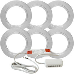 6-Pack Chrome Round Flush Kitchen Lights With Driver Kit - Natural White Led Lighting Solution - thumbnail 1