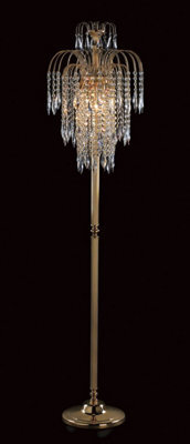 Luminosa Lighting Luminosa Shower 3 Light Gold Floor Lamp With Heritage Prism Crystals - image 1