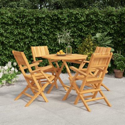 Berkfield 5 Piece Garden Dining Set Solid Wood Teak - image 1