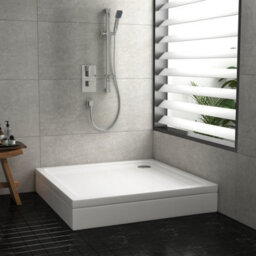 Royal Bathrooms 800 X 800mm Square Stone Shower Enclosure Tray With Riser Kit Gloss White 30mm Slimline - thumbnail 1