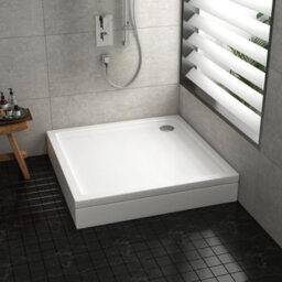 Royal Bathrooms 800 X 800mm Square Stone Shower Enclosure Tray With Riser Kit Gloss White 30mm Slimline - thumbnail 3
